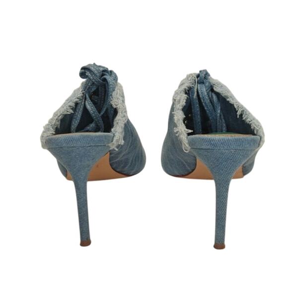 Denim Pointed toe tie back pumps sz 9 - Picture 4 of 8